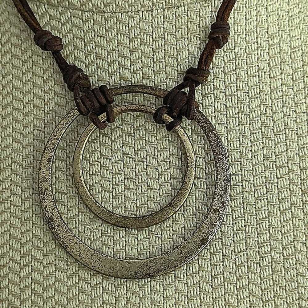 Kenneth Cole Vintage Double Circle Leather Rope N… - image 4