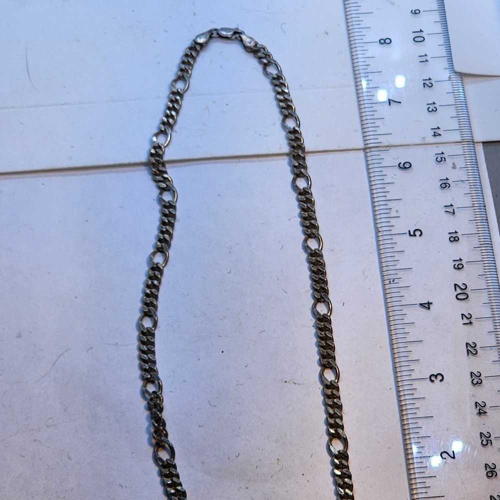 Vintage Silver Figaro chain necklace - image 4