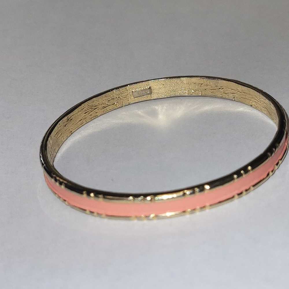 Vintage Trifari pink enameled gold tone bangle br… - image 3