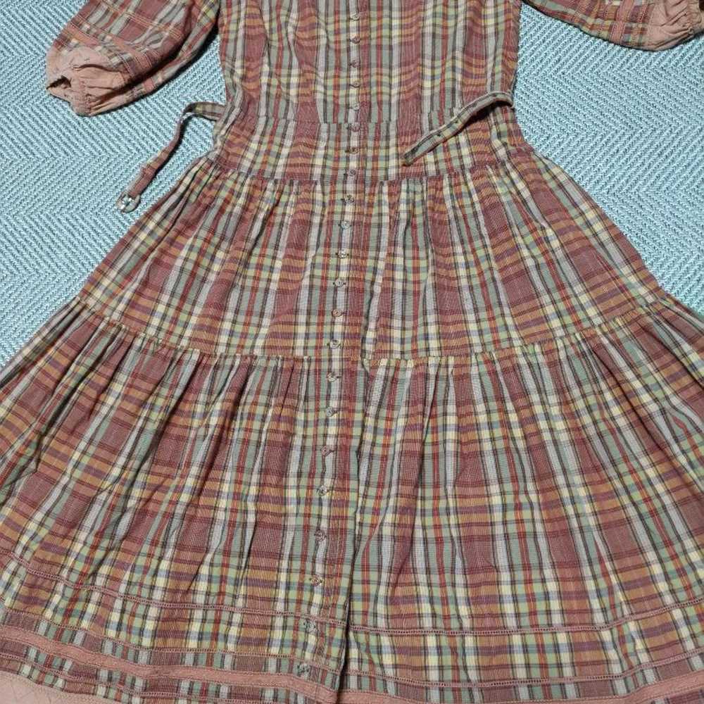 Pink House Vintage Check Long Dress  
Three-Quart… - image 1