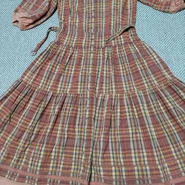 Pink House Vintage Check Long Dress  
Three-Quart… - image 1