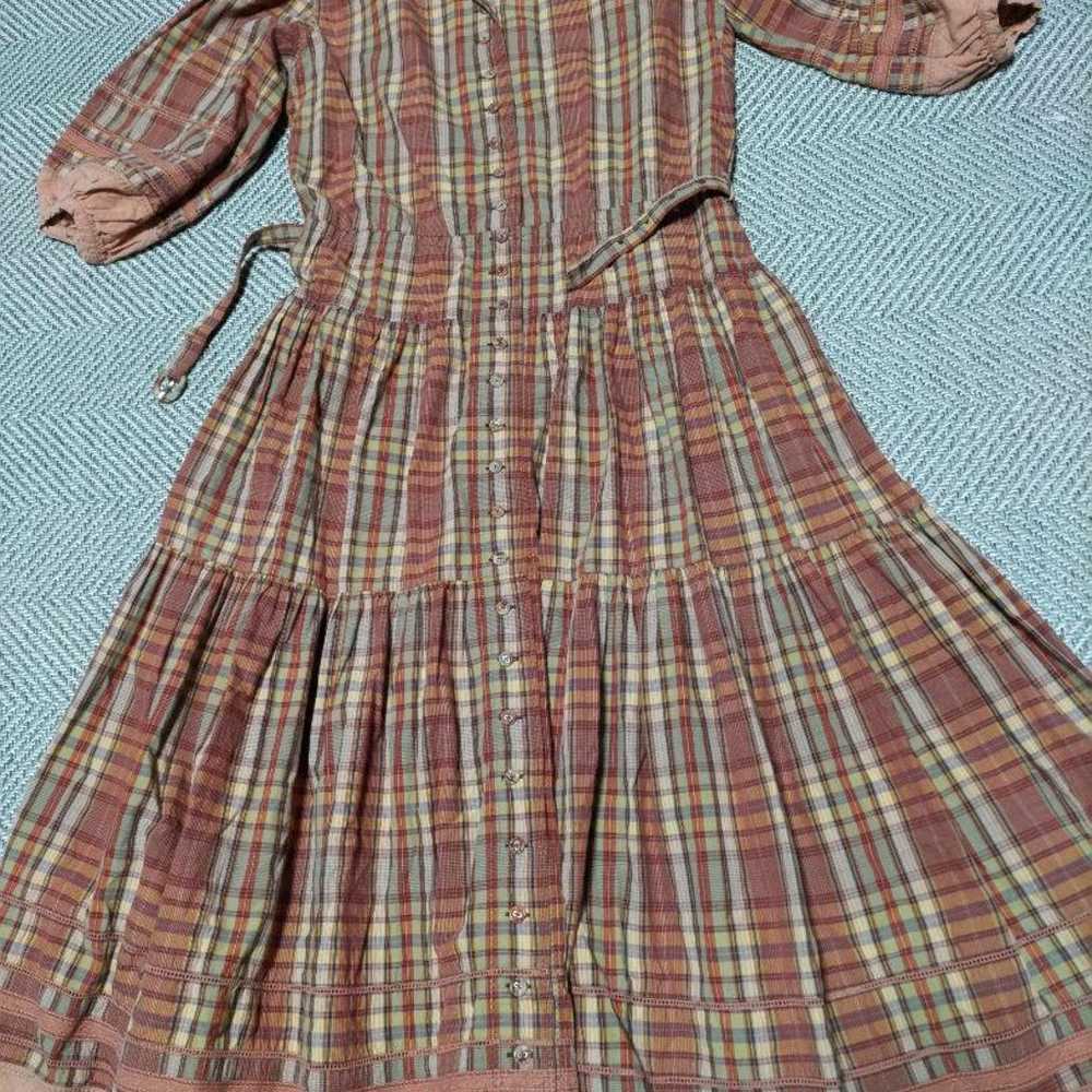 Pink House Vintage Check Long Dress  
Three-Quart… - image 2