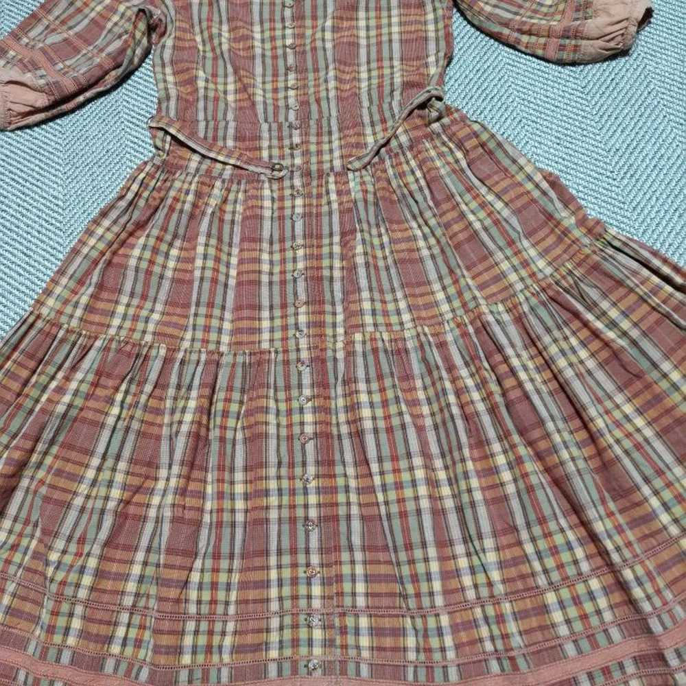 Pink House Vintage Check Long Dress  
Three-Quart… - image 5