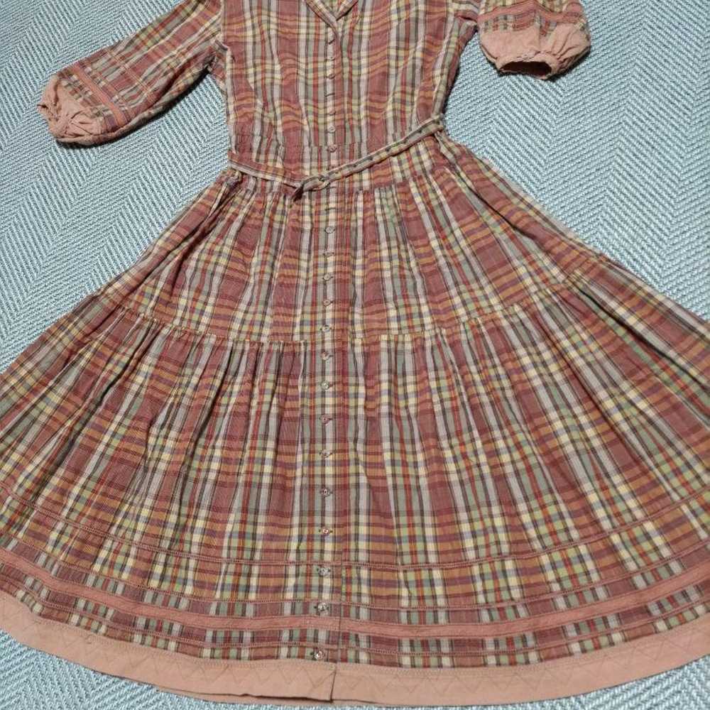 Pink House Vintage Check Long Dress  
Three-Quart… - image 9