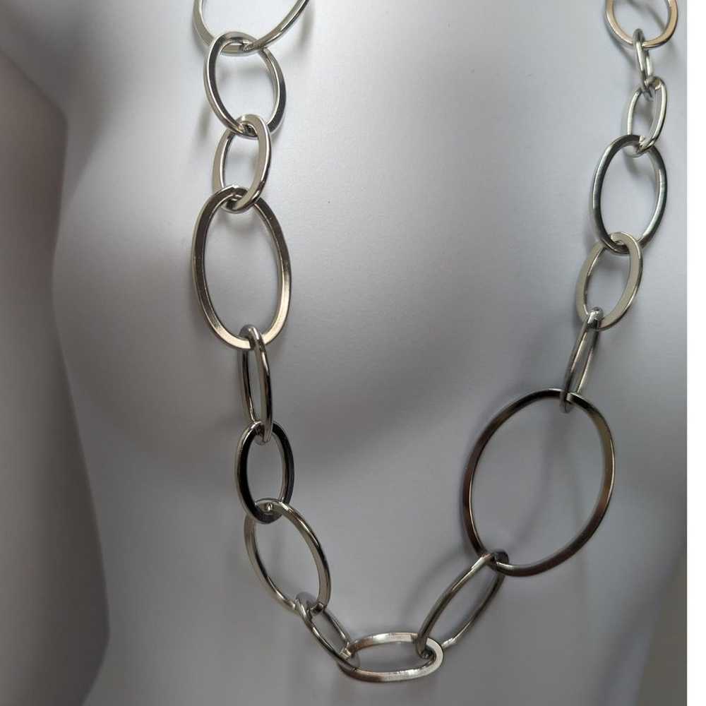 Talbots Chain Necklace Statement Large Silver Ton… - image 2