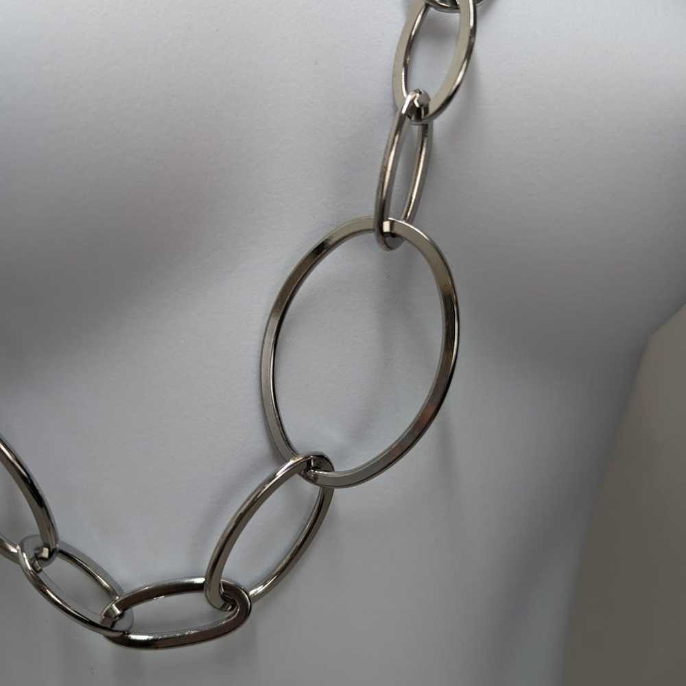 Talbots Chain Necklace Statement Large Silver Ton… - image 3