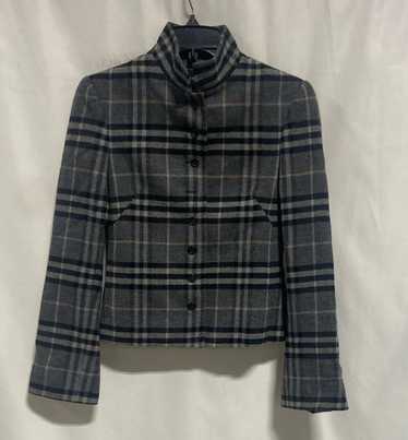 Burberry Gray Plaid Evening Jacket - Size 4