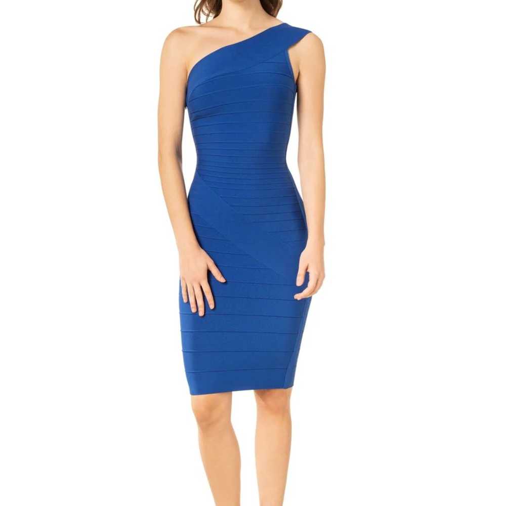 Dress the Population Blue One Shoulder Fitted Dre… - image 1