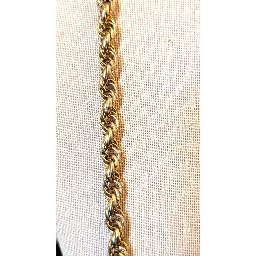 Vintage Gold Chunky Gold Tone Rope Barrel Clasp 2… - image 2