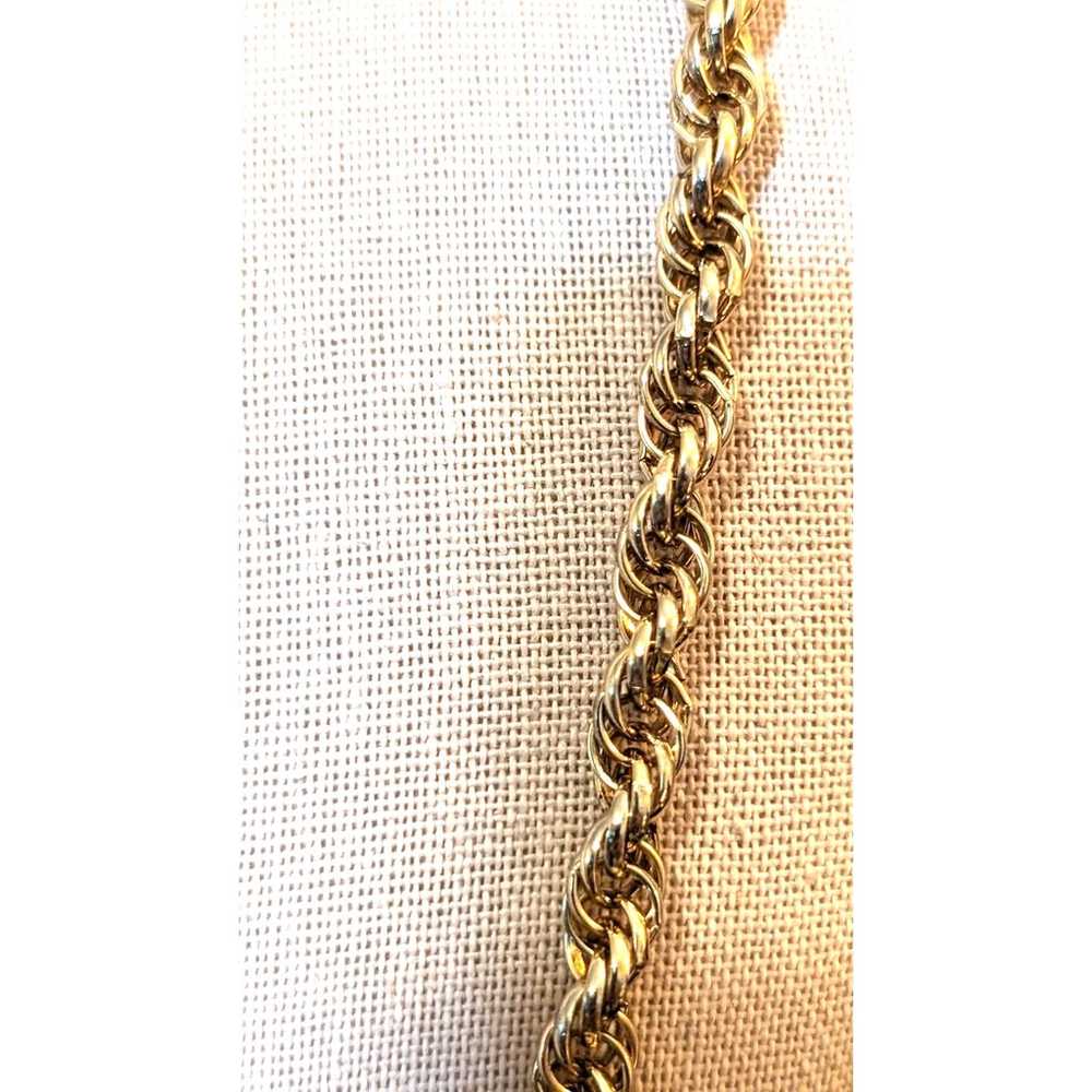 Vintage Gold Chunky Gold Tone Rope Barrel Clasp 2… - image 3