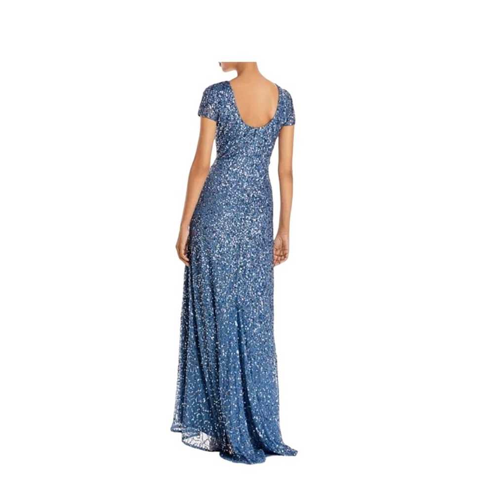 Adrianna Papell Floor Length Sequined Blue Gown - image 2