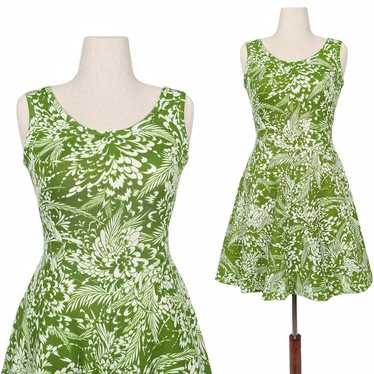 1970s Green Dress 70s Vintage Midi Knee Fit n Fla… - image 1