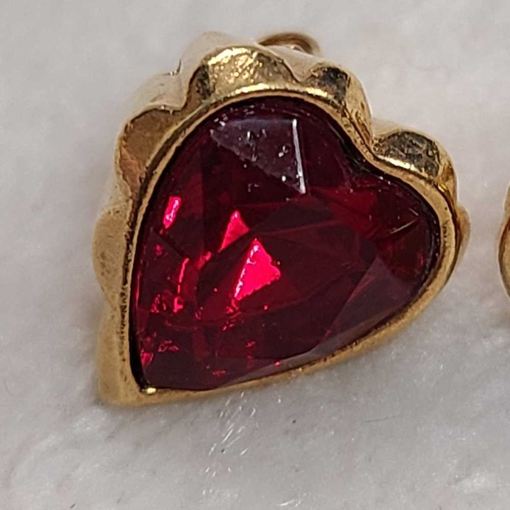 Vintage Avon True To The Heart Gold Tone Red Rhin… - image 2