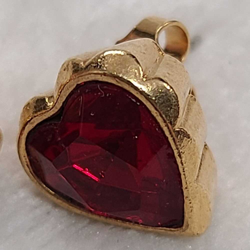 Vintage Avon True To The Heart Gold Tone Red Rhin… - image 3