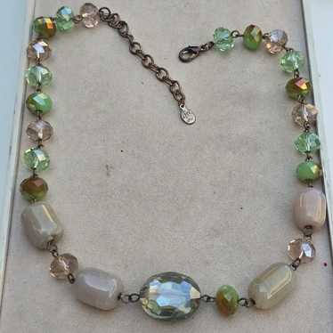 Vintage Green Glass Beads Necklace