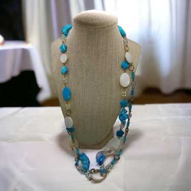 Vintage Layered Necklace , Plastic Beads - image 1