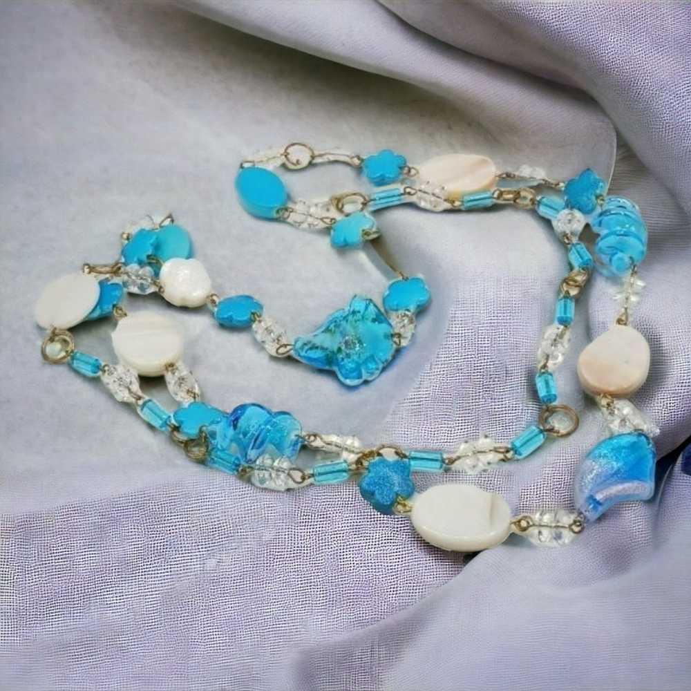 Vintage Layered Necklace , Plastic Beads - image 2