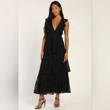 Lulu's Molinetto Black Lace Ruffled Tiered Sleeve… - image 1