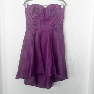 Bebe Purple Strapless Leather Mini Dress M