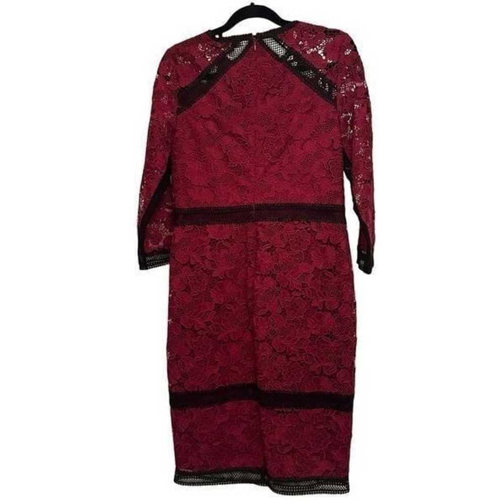 Etcetera maroon red lace dress with black accents - image 1