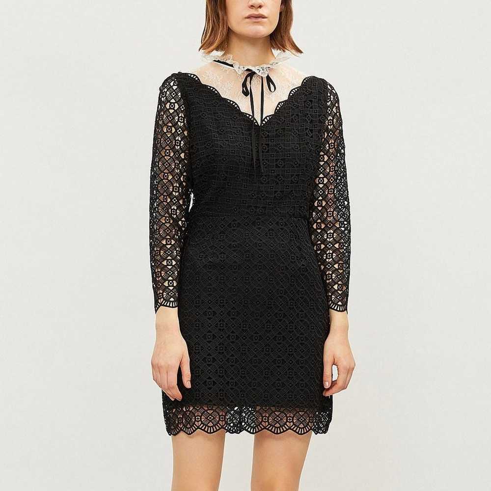 sandro - cristina dress lace collared tie front c… - image 1