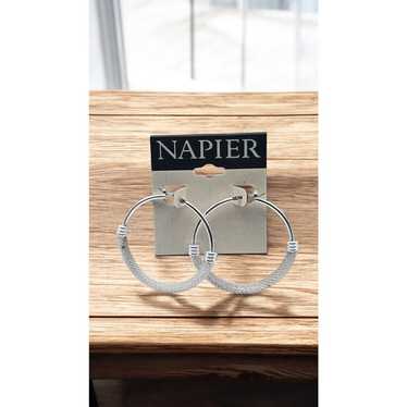 Napier Vintage Silver Tone Hoop Decorative Earrin… - image 1