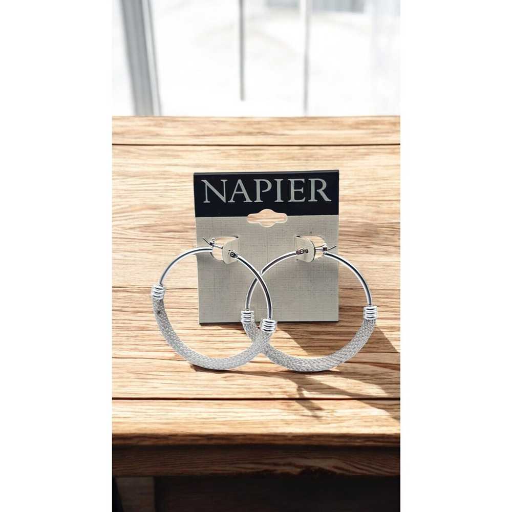 Napier Vintage Silver Tone Hoop Decorative Earrin… - image 2