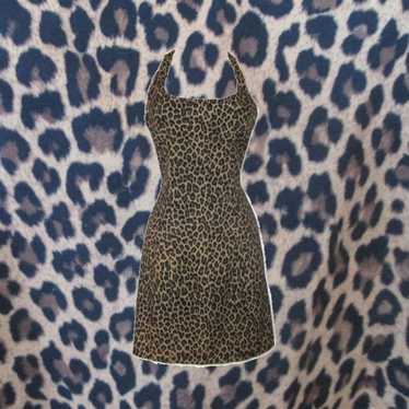 xoxo sexy leopard ocelot animal print halter mini… - image 1