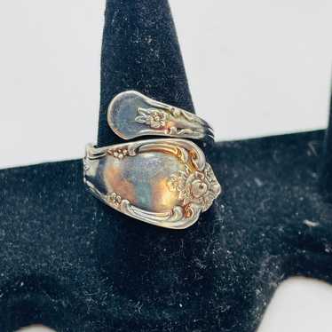 Vintage Spoon Ring Oneida W M A Rogers Floral Silv