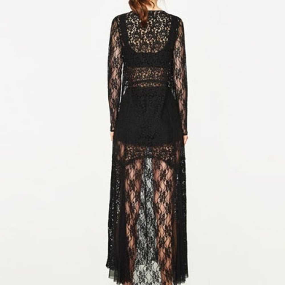 Zara TRF black lace long sleeves embellishment ma… - image 3