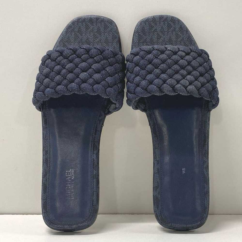 Michael Kors Amelia Denim Woven Slides Navy Blue … - image 5