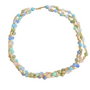 Vintage beaded and fresh water pearl necklace cho… - image 1