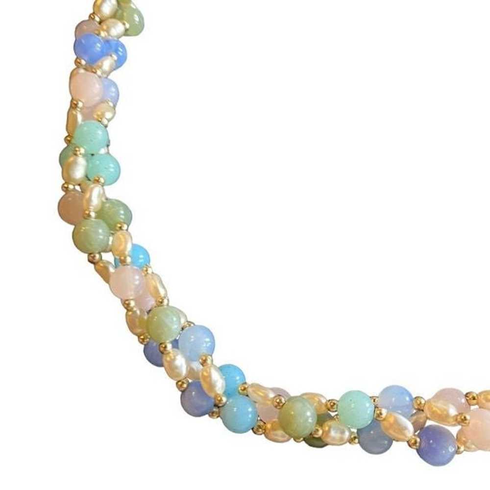 Vintage beaded and fresh water pearl necklace cho… - image 2