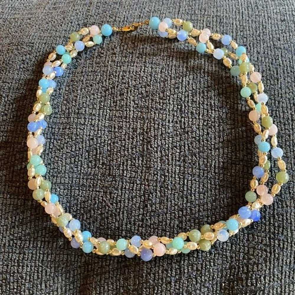 Vintage beaded and fresh water pearl necklace cho… - image 5