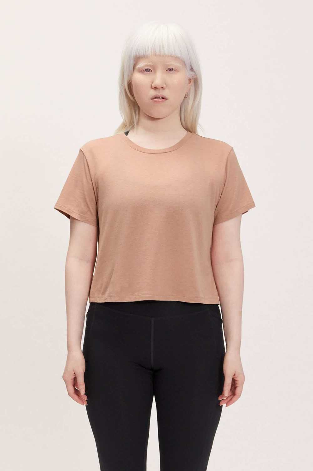 Girlfriend Collective Oyster Cupro Crop Tee - image 1