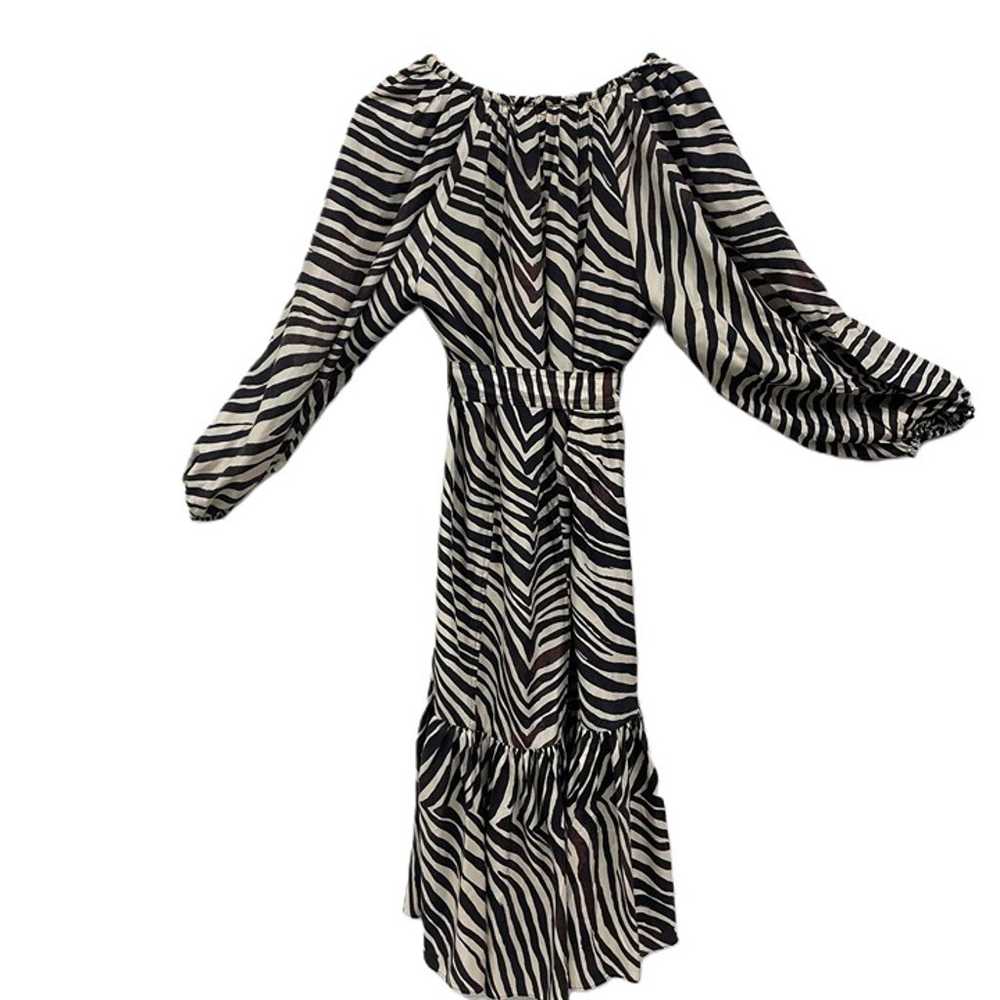 Banana Republic Brown Animal Print Silk Tiered Mi… - image 2