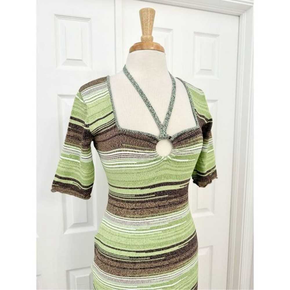 Veronica Beard Green Brown Striped Kante Knit Dre… - image 2