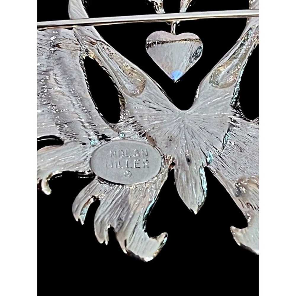 Vintage Nolan Miller Double Swans Dangling Heart … - image 3