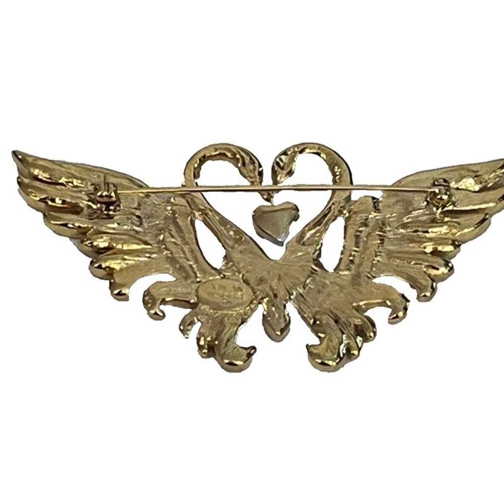 Vintage Nolan Miller Double Swans Dangling Heart … - image 4