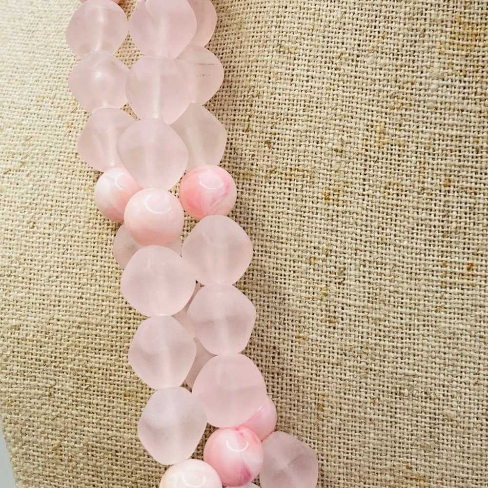 Gorgeous vintage pink Sakura beaded necklace - image 2