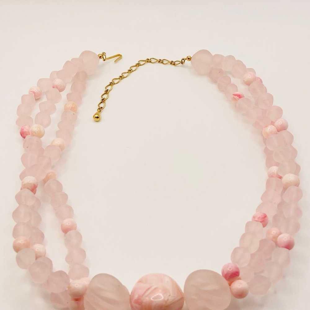 Gorgeous vintage pink Sakura beaded necklace - image 6