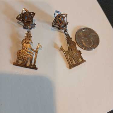 Vintage 900 silver Egyptian clip Annubus earrings