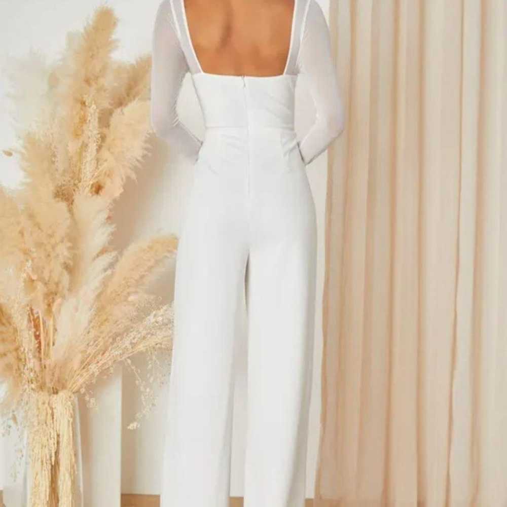 NWOT Lulu's White Mesh Long Sleeve Jumpsuit Size … - image 3