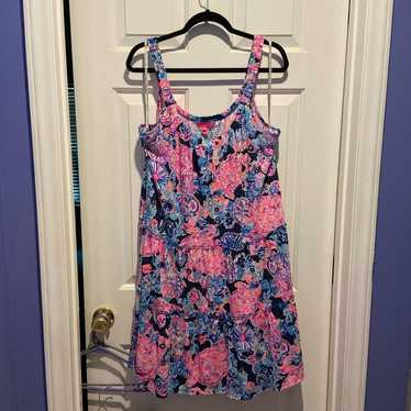 Lilly Pulitzer Loro Dress XLarge High Tide Navy T… - image 1