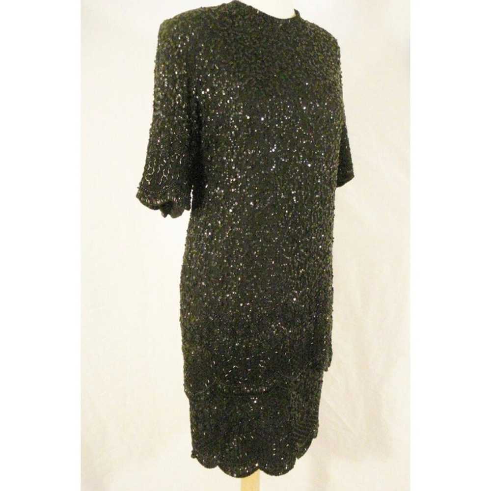 Brilliante vintage bead and sequin silk dress XL - image 3