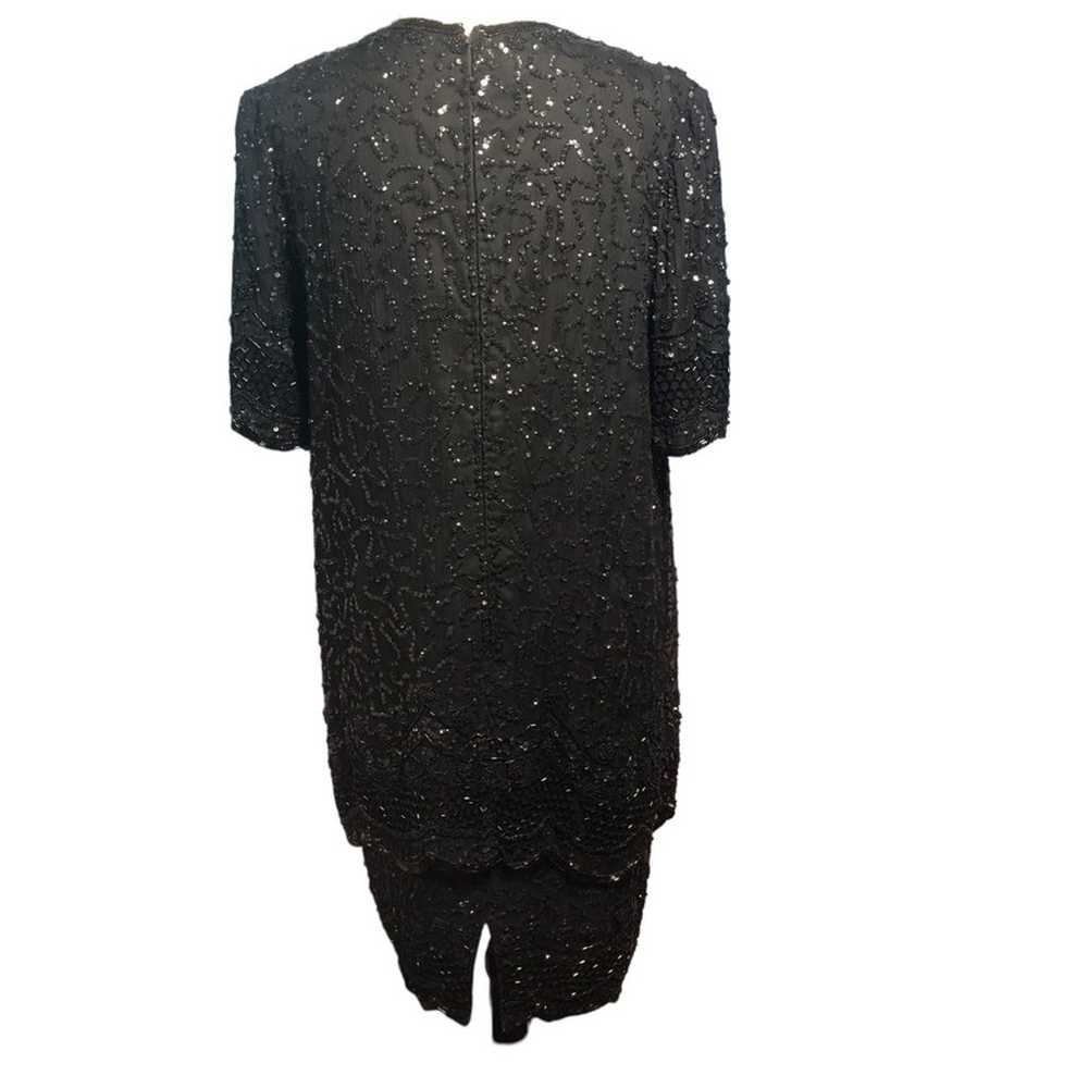 Brilliante vintage bead and sequin silk dress XL - image 5