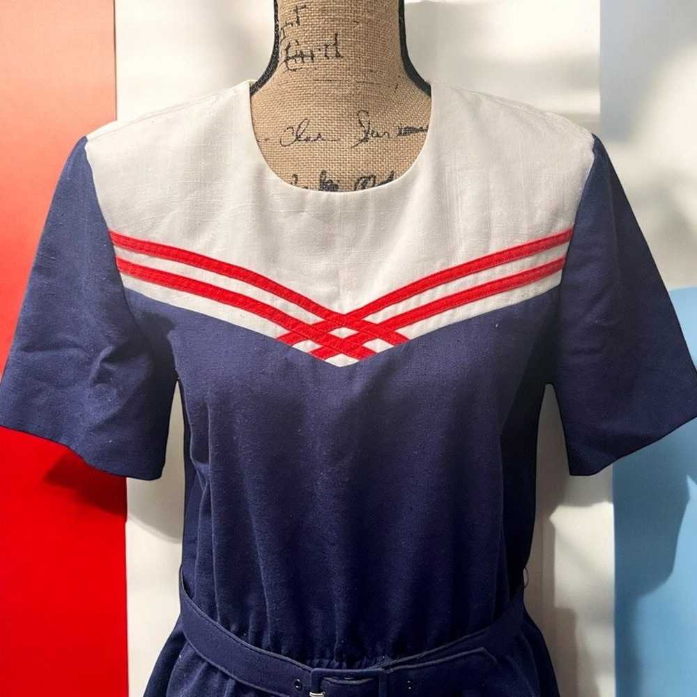 Vintage Sailor Wiggle Dress-1960's-Patriotic Pin … - image 2