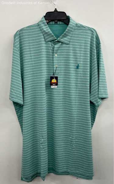 Johnnie-O Green Striped Polo Shirt - Size XXL