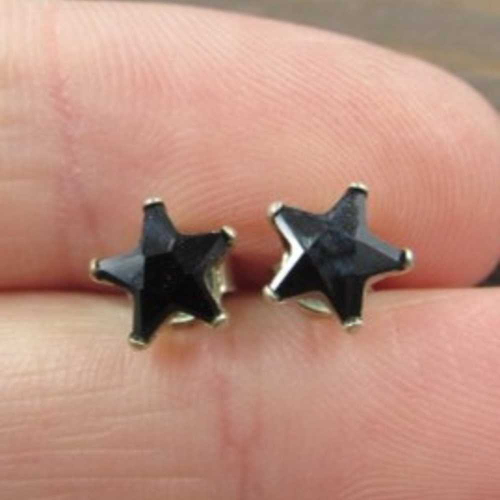 Sterling Silver Dark Stone Star Stud Earrings Vin… - image 1