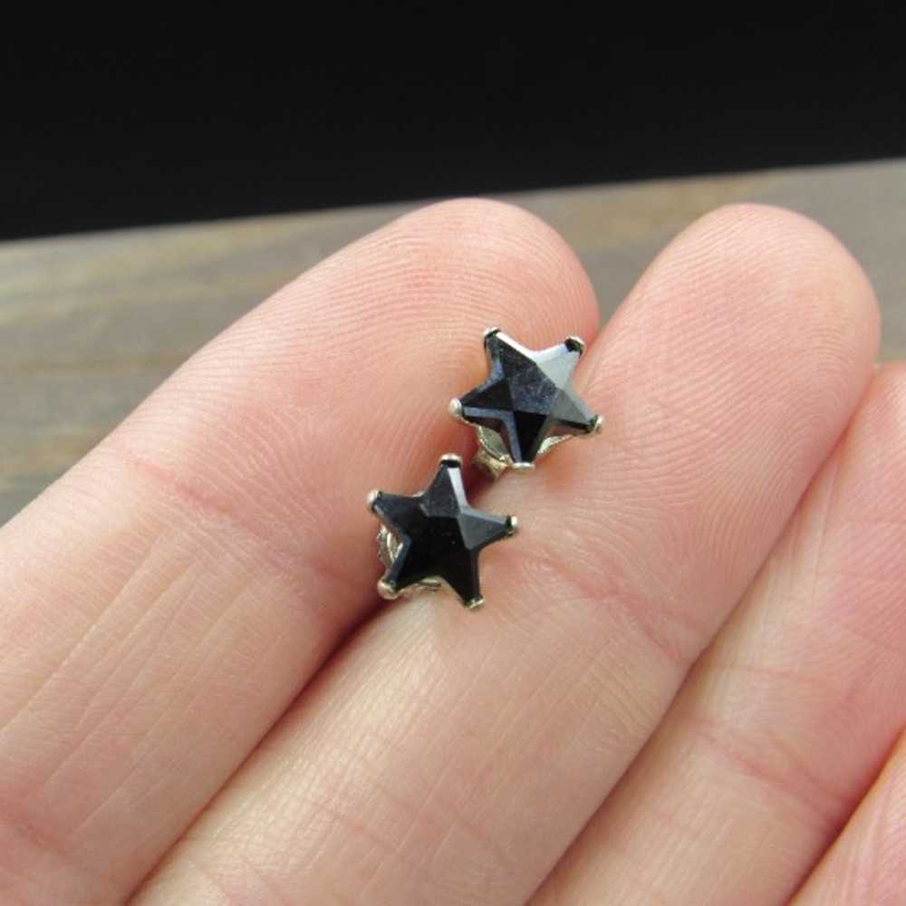 Sterling Silver Dark Stone Star Stud Earrings Vin… - image 2